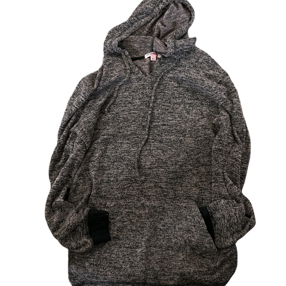 Feathers Charcoal Knit Hoodie